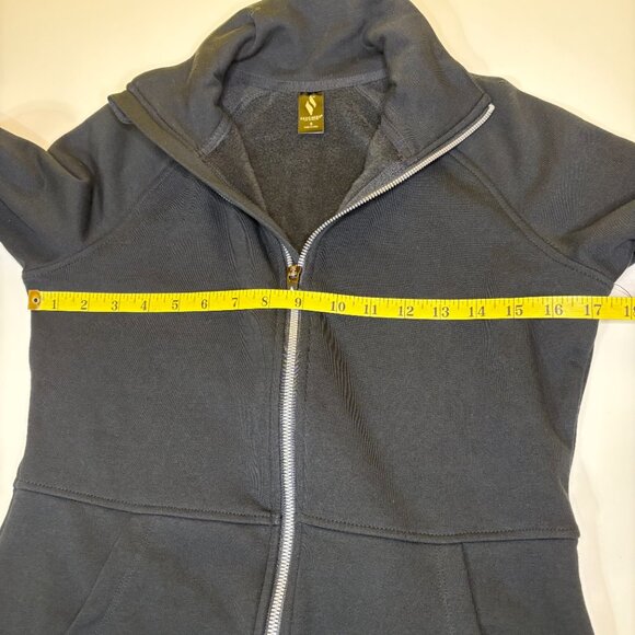 Skechers Womens Snuggle Fleece Mock Zip‎ Sweater Sz Small Black Minimalist Basic - Picture 8 of 10